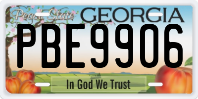GA license plate PBE9906