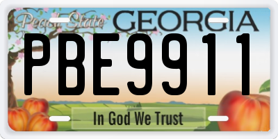GA license plate PBE9911