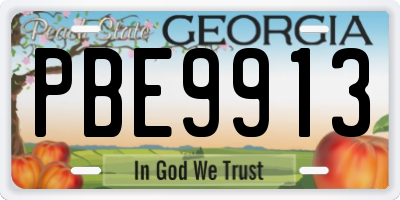 GA license plate PBE9913