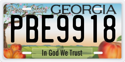 GA license plate PBE9918