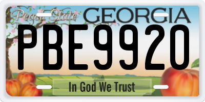 GA license plate PBE9920