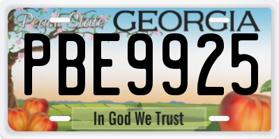 GA license plate PBE9925
