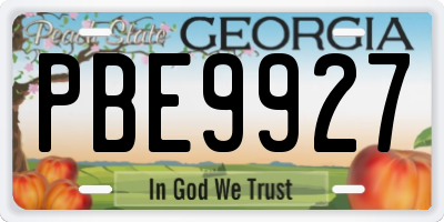 GA license plate PBE9927