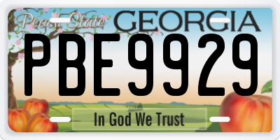 GA license plate PBE9929