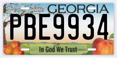 GA license plate PBE9934