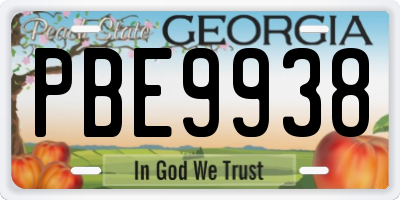GA license plate PBE9938