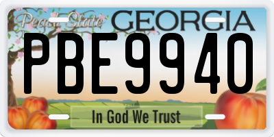 GA license plate PBE9940