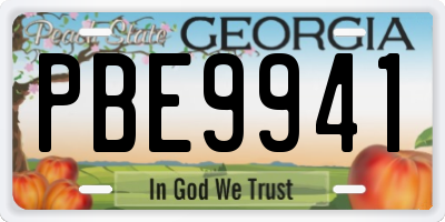 GA license plate PBE9941