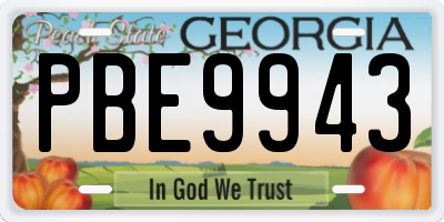 GA license plate PBE9943