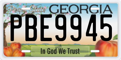 GA license plate PBE9945