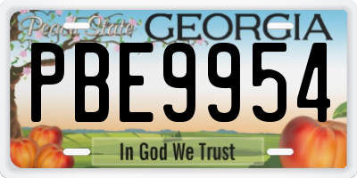 GA license plate PBE9954