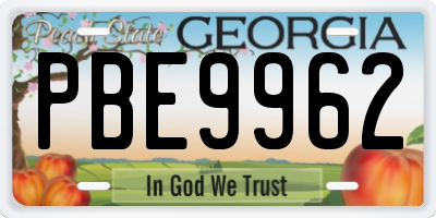 GA license plate PBE9962