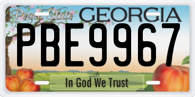GA license plate PBE9967