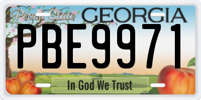 GA license plate PBE9971