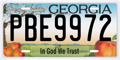 GA license plate PBE9972