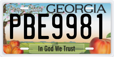 GA license plate PBE9981