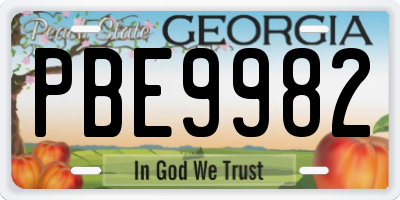 GA license plate PBE9982