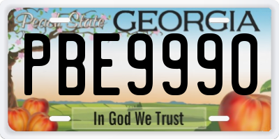 GA license plate PBE9990