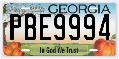 GA license plate PBE9994