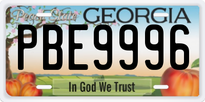 GA license plate PBE9996