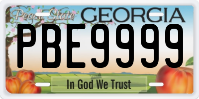 GA license plate PBE9999
