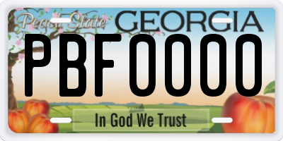 GA license plate PBF0000