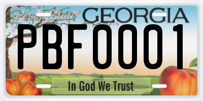 GA license plate PBF0001