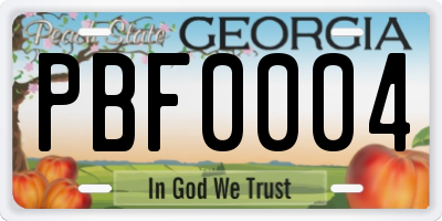 GA license plate PBF0004