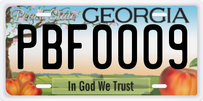 GA license plate PBF0009
