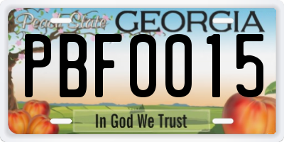 GA license plate PBF0015