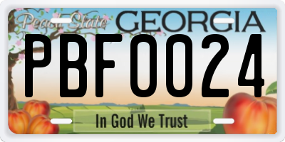 GA license plate PBF0024