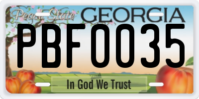 GA license plate PBF0035