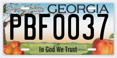 GA license plate PBF0037
