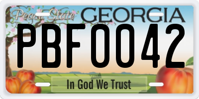 GA license plate PBF0042