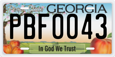 GA license plate PBF0043