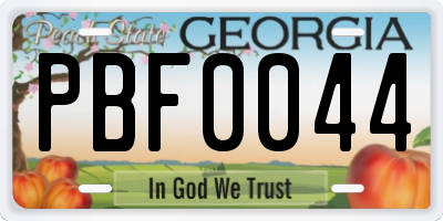 GA license plate PBF0044