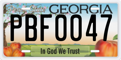 GA license plate PBF0047