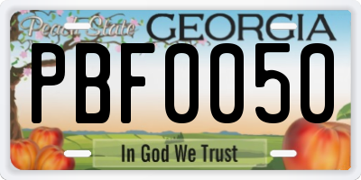 GA license plate PBF0050