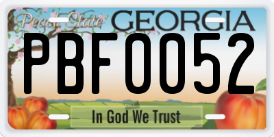 GA license plate PBF0052
