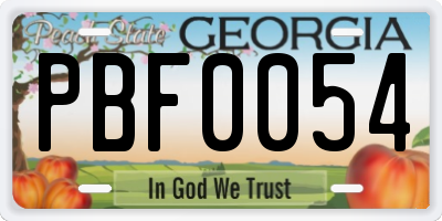 GA license plate PBF0054