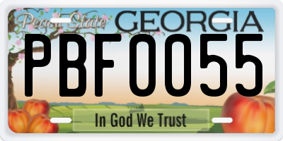 GA license plate PBF0055