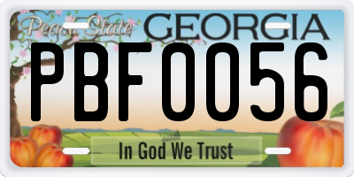 GA license plate PBF0056