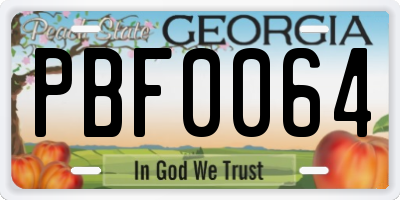 GA license plate PBF0064