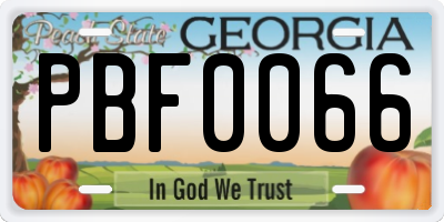 GA license plate PBF0066