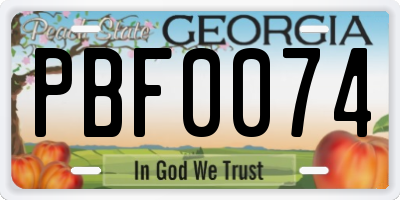 GA license plate PBF0074
