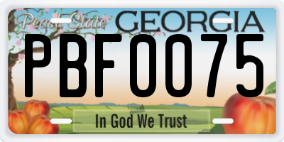 GA license plate PBF0075