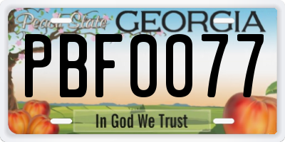 GA license plate PBF0077