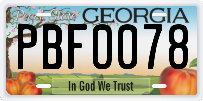GA license plate PBF0078