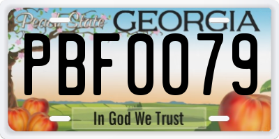 GA license plate PBF0079