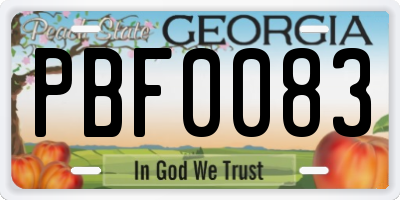 GA license plate PBF0083